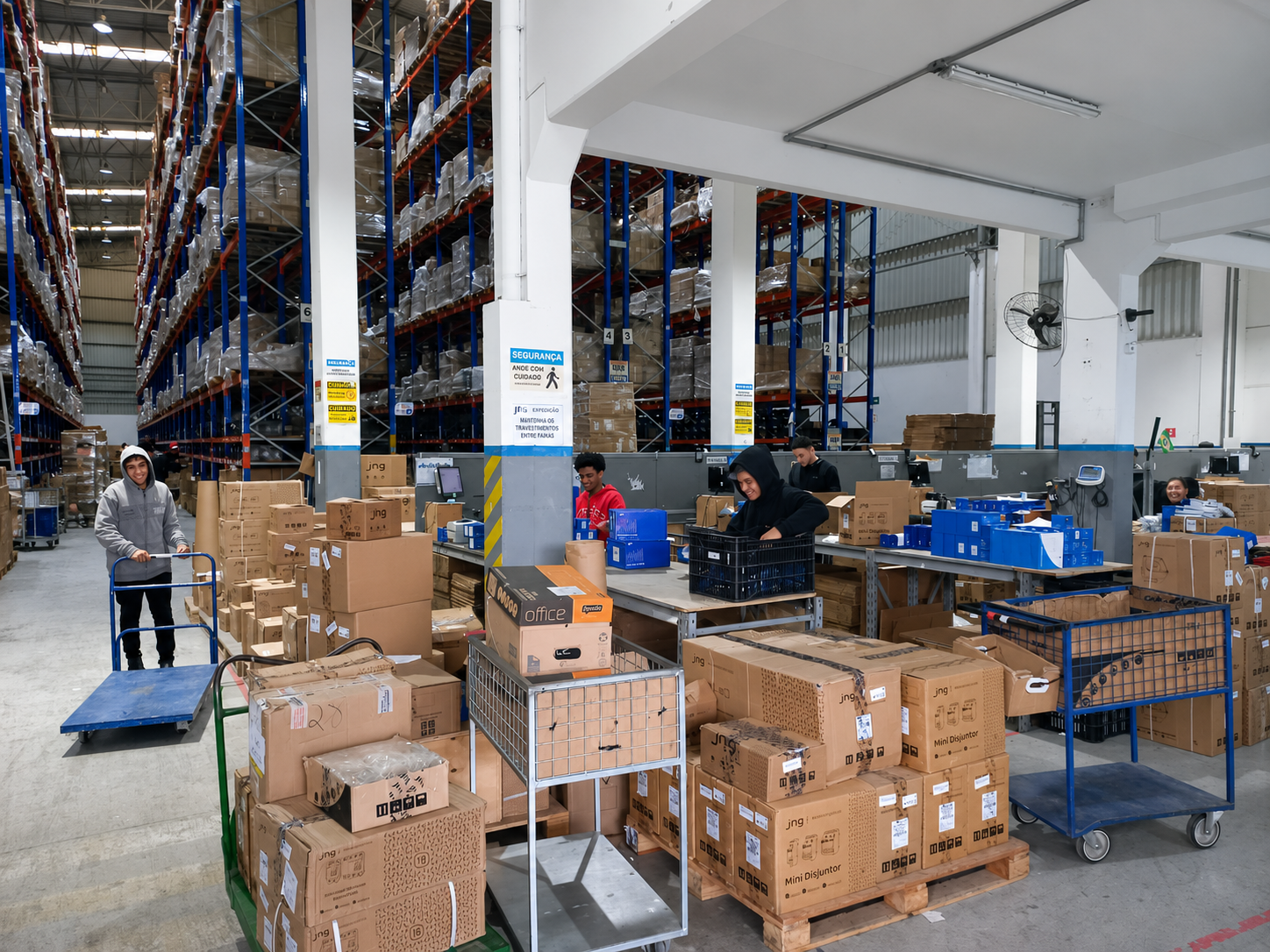 Equipe Distelli unida no centro de distribuição